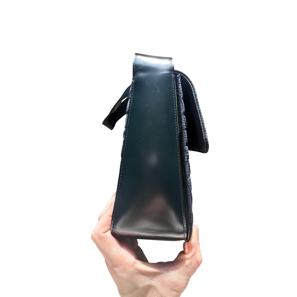 Vintage Bally Luxurious Designer Navy Blue Quilted Nylon Shoulder Bag – Elegant - Picture 8 of 13